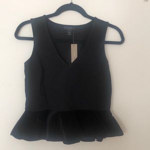 J. Crew black peplum top with tags